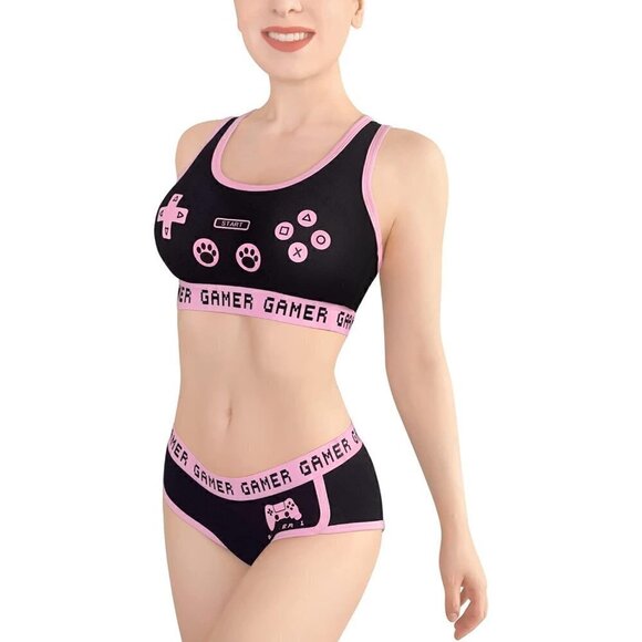 Littleforbig Women Cotton Camisole and Pantie Sport Loungewear Bralette Set Pink - Picture 2 of 7